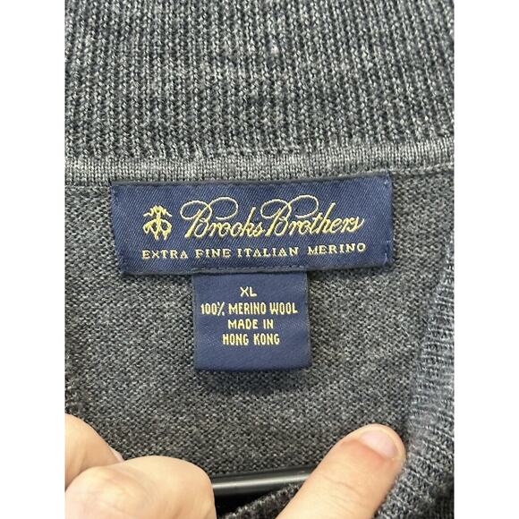 Brooks Brothers Sweater Mens XL Extra Fine Italian Merino Wool Crew Neck - Picture 3 of 4